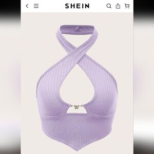 🔖 SHEIN Lavender Halter Crop Top